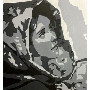 Original Acrylic Painting  "THE MADONNA OF MILITARY MOTHERS" Signed 24 x 24